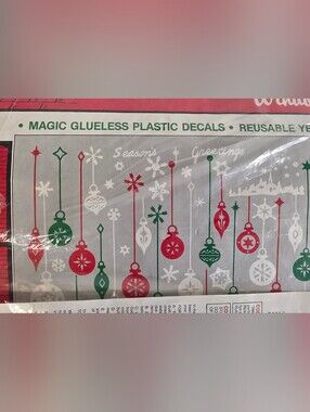 Vintage 1987 Stik-Ees Christmas Window Decals Clings Code K-84 Holiday Retro
